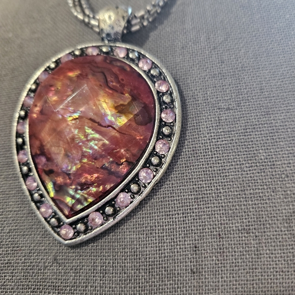 Laura Ashley Silver Necklace with Pink Gemstone Pendant - Picture 11 of 11